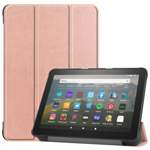 GJX Kindle Fire HD 8 Case (8-inch Display, 10th Generation, 2020 Released), Slim Trifold Stand Protective Auto Sleep Wake Case Cover, Rosegold