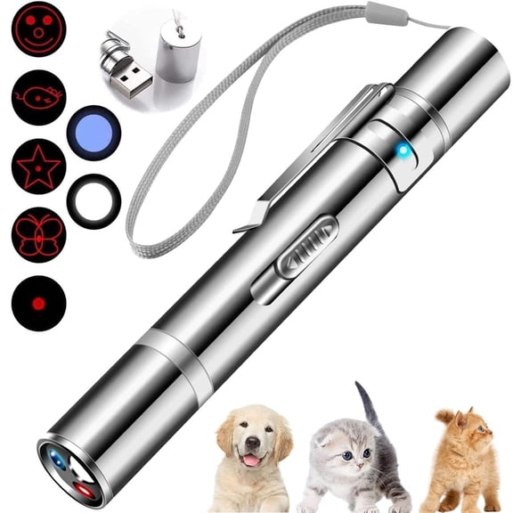GJX Kitten Dog Laser Pen Toy,Laser Pointer,Cat Toys for Indoor Cats,Red Dot Led Light Pointer Interactive Toys for Indoor Cats Dogs,Usb Charging,5 Switchable Patterns