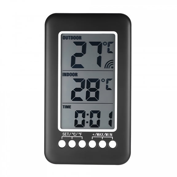GJX LCD / Digital Wireless Indoor/Outdoor Thermometer Clock Temperature Meter With Transmitter
