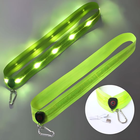 GJX LED Night Running Gear, High Visibility Flashing Sash, Rechargeable, for Jogging, Cycling, Dog Walking, Construction, Parking, Emergency.
