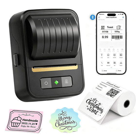 GJX Label Maker Machine with Tape,Bluetooth Thermal Label Printer for Small Business,Address,Barcode,Logo,Clothing Label Makers for Office Home School Organization