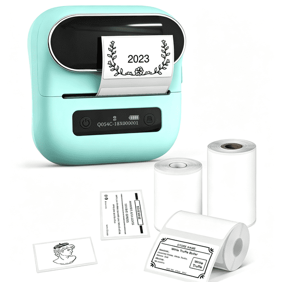 GJX Label Maker Thermal Label Printer | Bluetooth 3 " Barcode Printer,Great for Home,School&Office,Compatible with Phone,Pc,With 3 Label