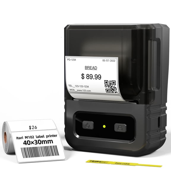 GJX Label Makers-Barcode Label Printer Label Maker with 7000+ Icons 700+ Templates for Small Business,Address,Ingrediant,Qr Code,Clothing,Mailing Gift Tag for Phones&Pc,Black
