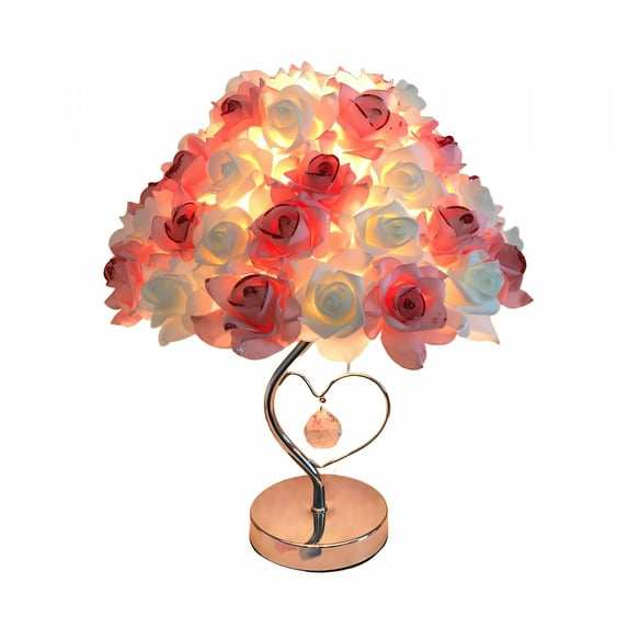 GJX Lamps for Night Stands Elegant Feather Design Led Table Lamp Non-Dazzling Bedroom Lamps Pink&Yellow L