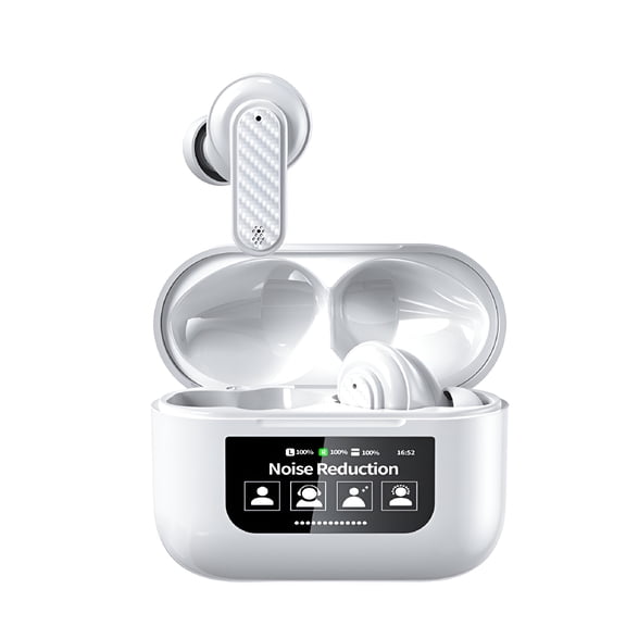 GJX Language Translation Earbuds - Translation Earbuds Real Time, 144 Languages Online Translation Wireless BT 5.4 Real Time Voice Translator Earbuds ANC Noise Cancelling (White)