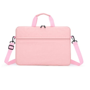 GJX Laptop Bag 14 Inch Waterproof Computer Bag for Men Women Shockproof Protective Travel Computer Case with Trolley Belt Pink