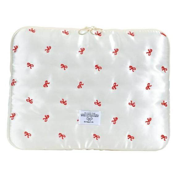 GJX Laptop Sleeve,Nylon Laptop Case,14 Inch with Bow Computer Bags for Laptops for Women,White