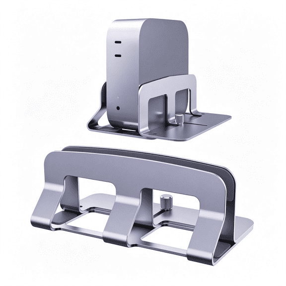 GJX Laptop Stand for Desk,Vertical Laptop Riser Holder Compatible with Macbook Air/Pro,Metal Computer Laptop Stand for Office Home,Fits Mac Mini Tablets Macbook Dell Hp Up to 17" Silver-A