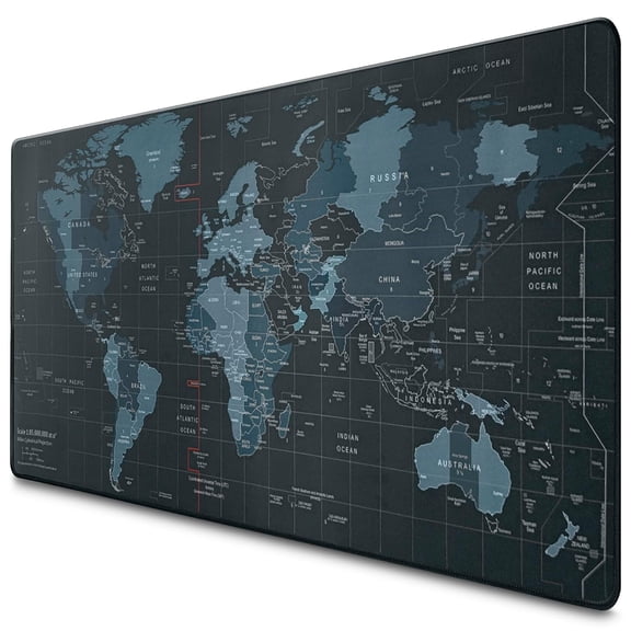 GJX Large Geographical Full Desk Map - 35"X15.7" World Map Mouse Pad Xl with Soft and Water-Resistant Surface for Games and Work - Easy to Clean Keyboard and Mouse Mat for Desk with Non-Slip