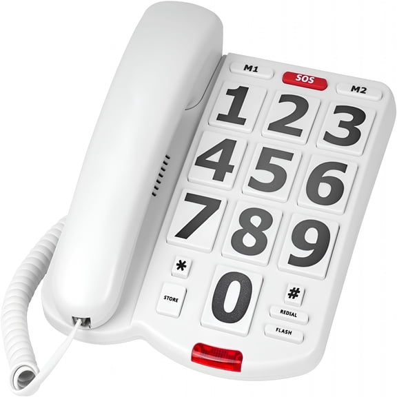GJX Large Key Wired Telephone,Adjustable Ringing Tone,and Earpiece Volume,Earpiece Can Be Adjusted to Ultra-High Volume,Helpful for Those with Hearing Impairment