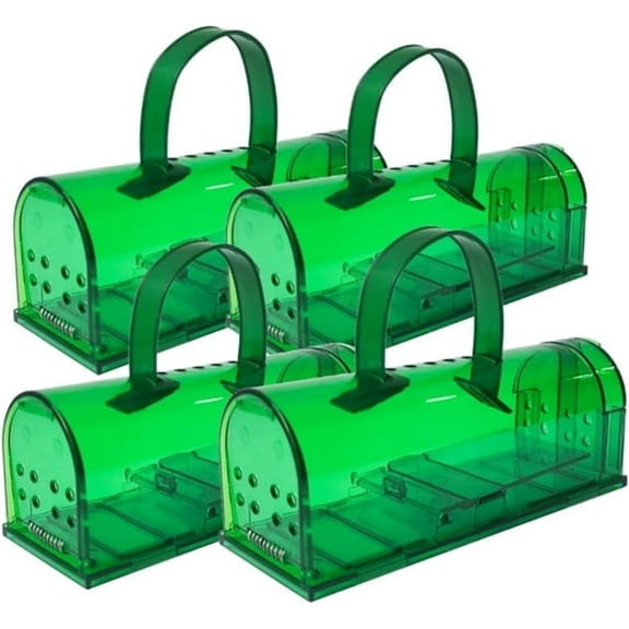 GJX Large Mouse Trap Indoor/Outdoor 2 Pack - Mice Mouse Catcher for Home Humane- Pet Safe Mousetrap Catch and Release - Green