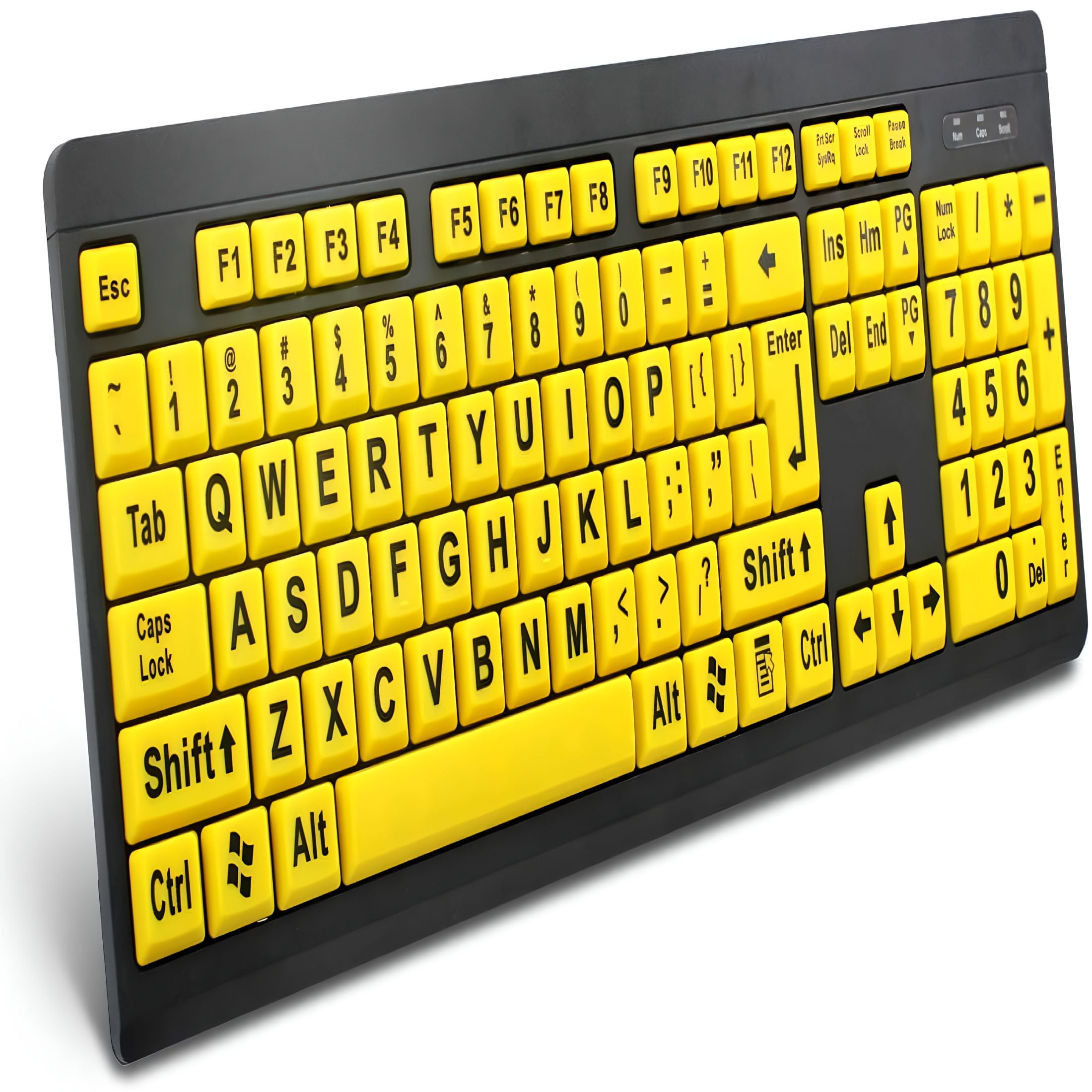 GJX Large Print Keyboard, USB Wired, Full Size, Quiet Typing,Compatible with PC & Laptop, Black