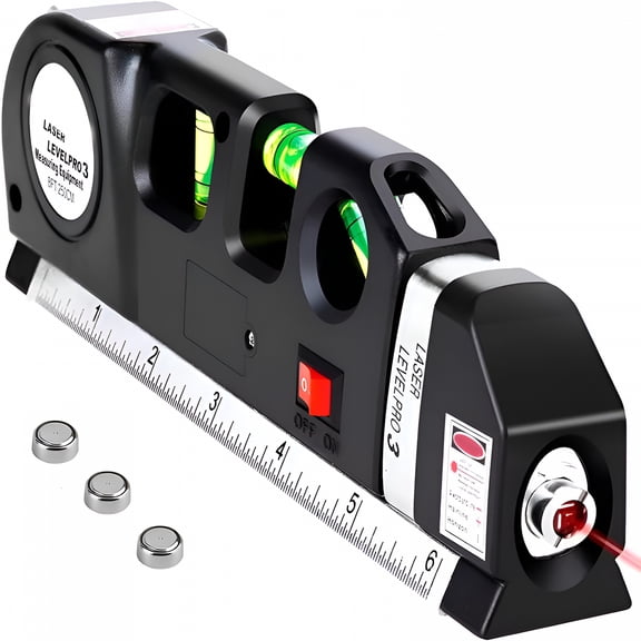 GJX Laser Level Line Tool,Multipurpose Level Kit Standard Cross Line Leveler Beam Tool with Metric Rulers 8Ft/2.5M for Picture Hanging Cabinets Tile Walls Leveling Tool
