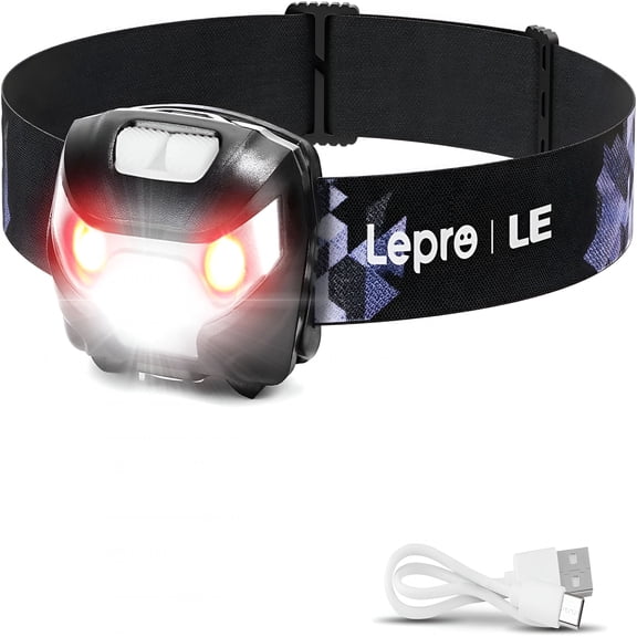 GJX Led Headlamp Rechargeable-Super Bright Head Lamp with 5 Modes for Camping&Hiking Gear Essentials,Ipx4 Waterproof Headlight Flashlight with Red Light,Usb Cable Included
