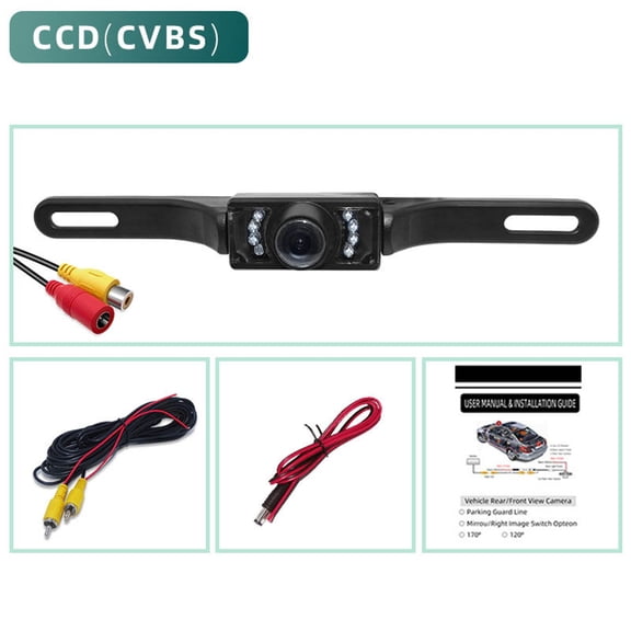 GJX License Plate Backup Camera,170 Car Rear View Camera Hd Reverse Backup Parking 7Led Night Vision Ip67 Waterproof