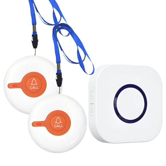 GJX 2026 New Life Alert Systems for Seniors Caregiver Pager Wireless Call Bell Emergency Button for Elderly/Patient/Child/Home/Yard/Gate,Door Bell Button(2 Transmitters + 1 Receiver)