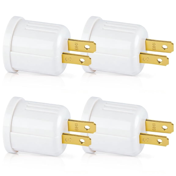 GJX Light Socket Outlet Adapter 4 Pack,Convert Outlet to Light Bulb Socket,Polarized 2-Prong Outlet to E26 Screw Base Bulb Socket,Maximum 660W 125V,Ul Listed