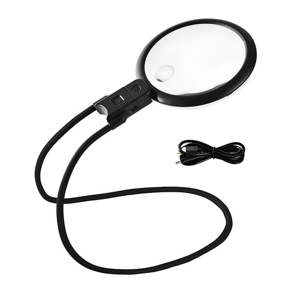 GJX Easy Carry Magnification Tool with Light Neck Wearable Glass Rechargeable Magnifier Glass for Senior Reading Needs Magnifying Glass with Light