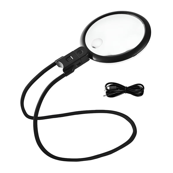 GJX Lighted Magnifying Glass With Stand, Neck Worn Hands Free Magnifier With 36 LED Lights, Large 150mm Acrylic Lens for Reading Sewing Crafts and Electronics Repair, Adjustable Flexible Arm