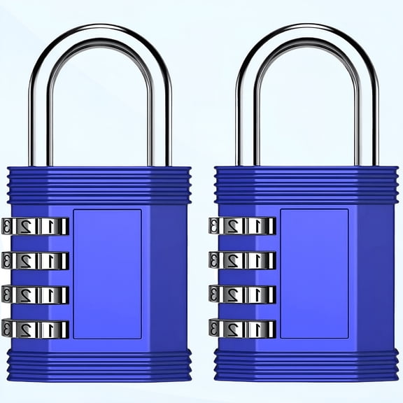 GJX Lock for Gym Locker,4 Digit Combination Lock for Gym,Employee,School,Fence,Gate,Hasp Cabinet,Set Your Own Keyless Resettable Combo Lock (2 Pack,Blue)