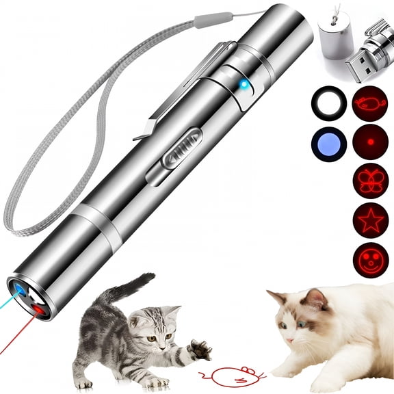 GJX Long Range Laser Pointer High Power Tactical Red Beam Flashlight Laser Pointer Rechargeable USB Laser Pointer Cat Toys with Star Cap Adjustable Focus for Teaching Outdoor Hunting