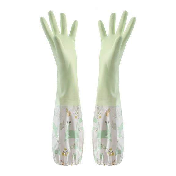 GJX Long Rubber Gloves Elbow Length Rubber Cleaning Gloves with Household Thickening Waterproof Kitchen Dish Washing Latex Glove Rubber Cleaning Gloves