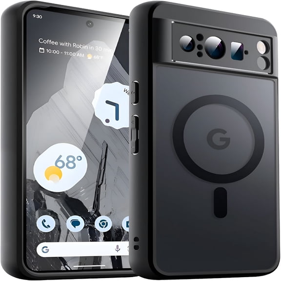GJX Magnetic Case for Google Pixel 8 Pro 6.7-Inch 2023,Compatible with Magsafe,Translucent Matte Back Shockproof Phone Cover (Obsidian)