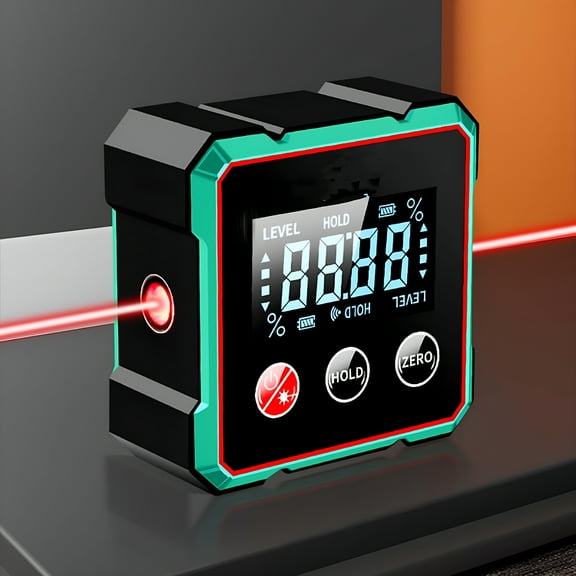GJX Magnetic Digital Angle Finder with Laser, USB-C Rechargeable Electronic Inclinometer, 360 Degree Angle Gauge with 4-Side Magnet and IP54 Waterproof, Digital Level Box for Woodworking Construction