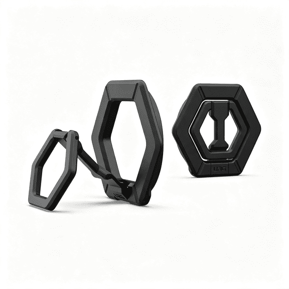 GJX Magnetic Phone Ring Stand Compatible with Magsafe Magnet, Removable Metal Finger Ring Grip &Amp; 360 Rotation Adjustable Kickstand for Iphone 17, S26, Black/Black