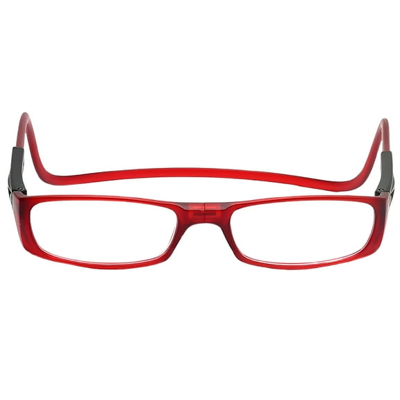 GJX Magnetic Reading Glasses for Men or Women, Computer Readers, Click Adjustable, Original Long (M-L, Red, 100 Degrees)