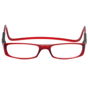 GJX Magnetic Reading Glasses for Men or Women, Computer Readers, Click Adjustable, Original Long M-L, Red, 100 Degrees