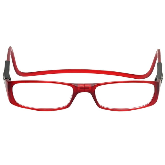 GJX Magnetic Reading Glasses for Men or Women, Computer Readers, Click Adjustable, Original Long (M-L, Red, 100 Degrees)