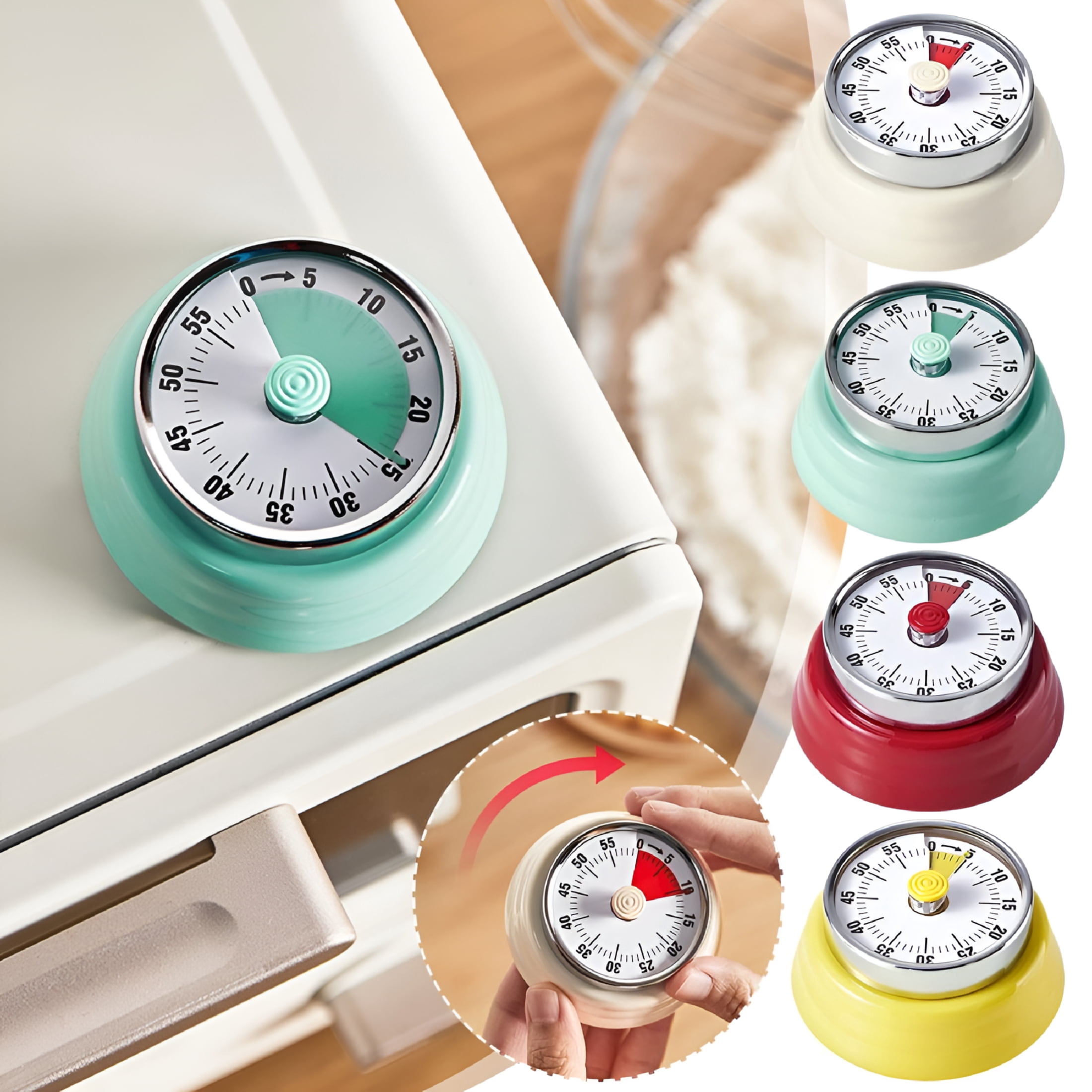 GJX Magnetic Retro Kitchen Timer,Classic Mechanical Cooking Timer,60 ...