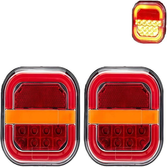 GJX Magnetic Wireless Trailer Tail Lights, Solar Powered LED Brake Turn Signal Lights With Strong Magnets, 4 Lighting Modes for RV Campers Semi Trucks and Trailers, No Wiring Required