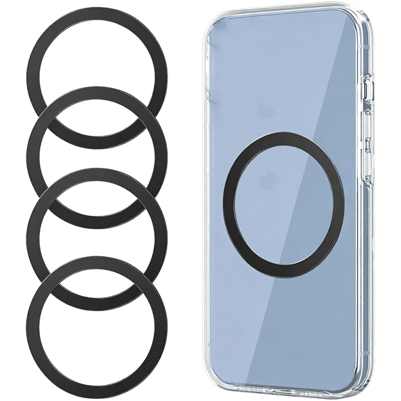 GJX for Magsafe Sticker,4 Pcs,Ultra-Thin(0.4Mm)Metal Ring for Kindle/Pop Socket Magnetic Wallet Grip Wireless Charger Case Car Mount,Compatible with Iphone 17/Air/16/15/14,Galaxy S24/S23