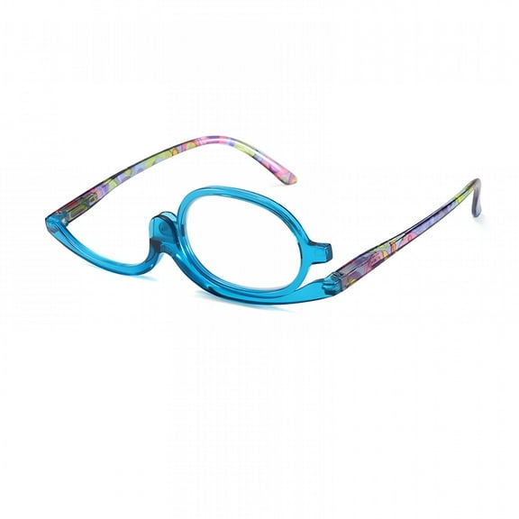 GJX Makeup Reading Glasses for Women Round One Eye Rotating Magnifying Cosmetic Readers Make Up Eyeglasses 2.5,Blue