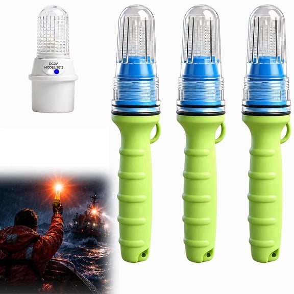 GJX Marine Emergency Signal Light,Electronic Boat Flare Led Strobe Light for Boats,Kayaks & Life Rafts,Waterproof Safety Warning Light for Night Fishing & Rescue Equipment (Blue,3Pc)