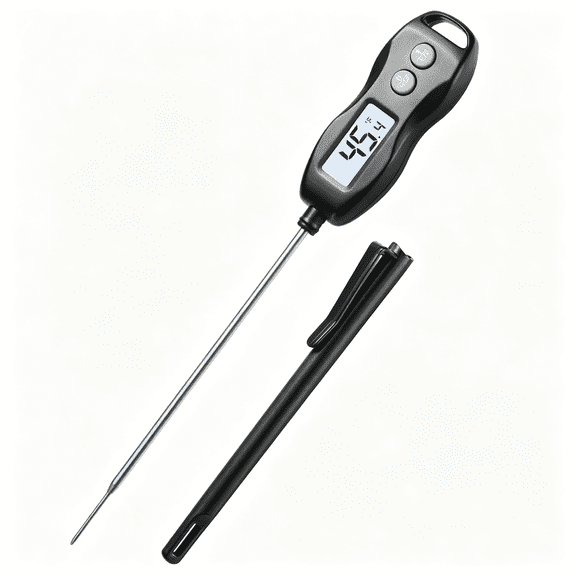 GJX Meat Thermometer Digital Instant Read, Waterproof for Cooking & Bbq (Black) | Backlit Food Thermometer with 5.3 Probe for Steak, Turkey, Oil, Candy, Liquids, Sourdough & Baking