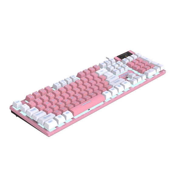 GJX Mechanical Keyboard Premium Liquid Silicone Construction Mechanical Floating Keyboard Thickened Base Plate Computer Keyboard for Windows,Pink&White