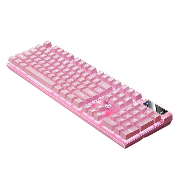GJX Mechanical Keyboard Premium Liquid Silicone Construction Mechanical Floating Keyboard Thickened Base Plate Computer Keyboard for Windows Pink