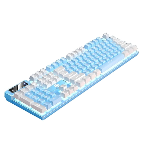 GJX Mechanical Keyboard with Liquid Silicone, Floating Keys RGB Backlit, Silent Typing Multi-Device PC Gaming Keyboard for Windows, Blue and White