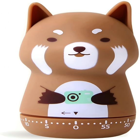 GJX Mechanical Kitchen Timer,Cute Animal Timer for Kids,Wind Up 60 Minutes Manual Countdown Timer for Classroom,Home,Study and Cooking (Brown Panda)