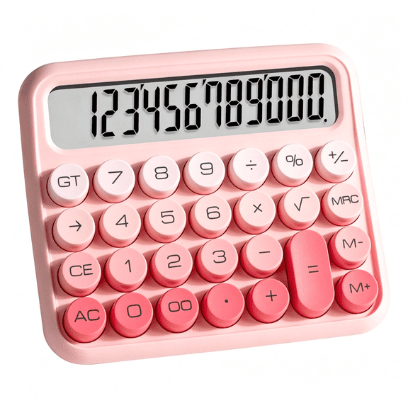 GJX Mechanical Switch 12-Digit Pink Calculator - Large Lcd Display,Big Buttons,Desktop,Cute,For Everyday Use Pink Calculator