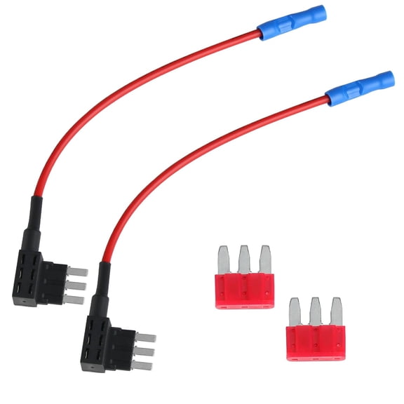 GJX Micro3 Fuse Tap Add-A-Circuit Adapter Kit, 2 Pack 12V Blade Fuse Holder with 2 Fuses for Auto Electrical Accessories, Underbody Lights, Dash Cams (10A)