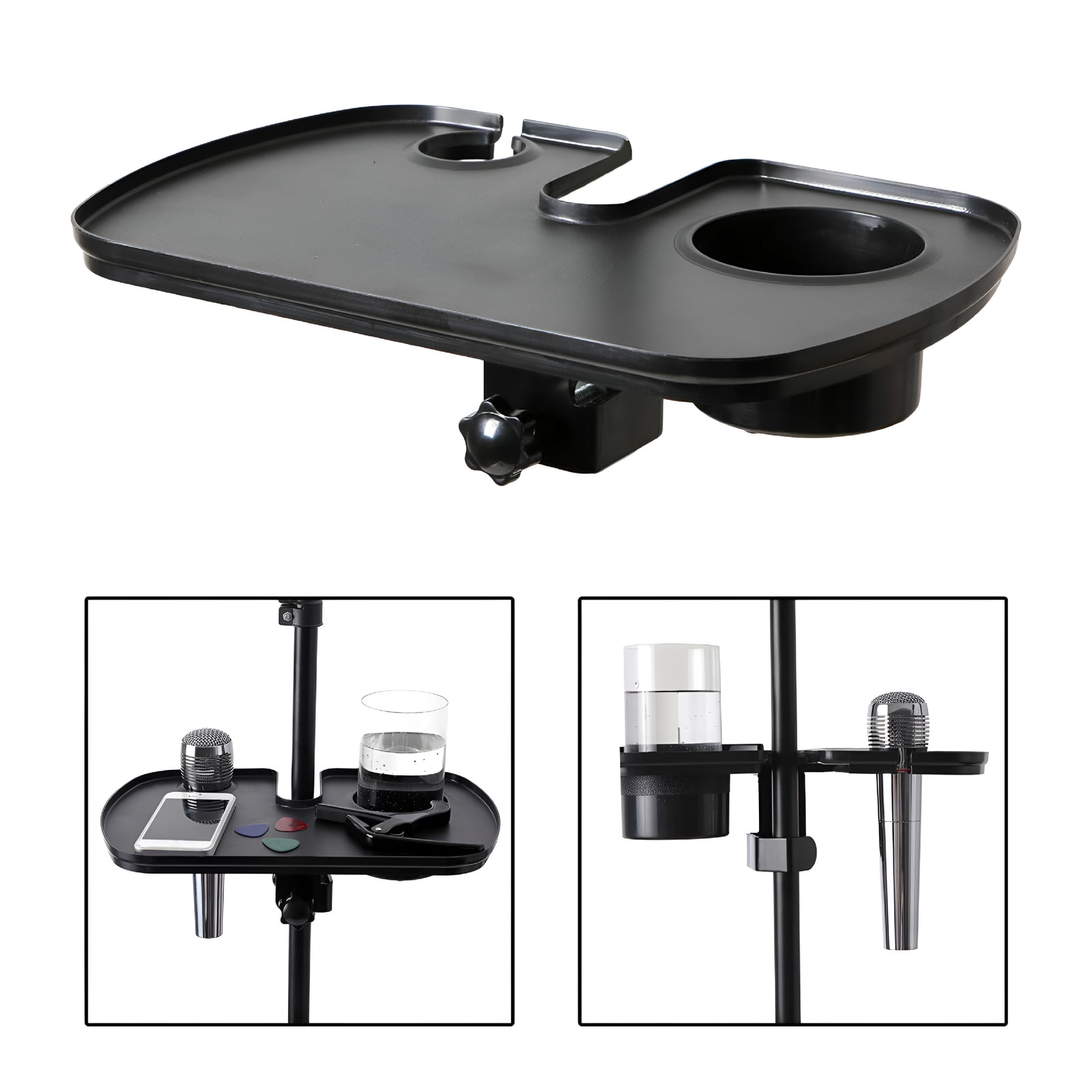 GJX Microphone Stand Tray Adjustable Clamp Sound Card Tray for Music Sheet