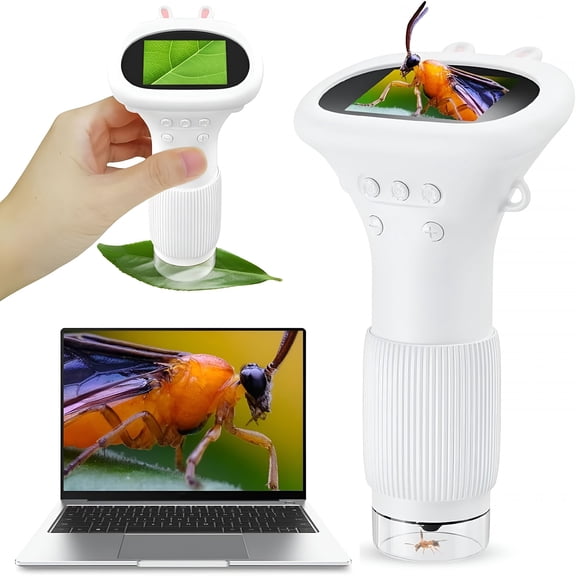 GJX Microscope with 2" Ips Screen & 1000X Magnification, Handheld Hd Portable Digital Magnifier for Outdoor Exploration, Stem Learning and Science Education Gifts