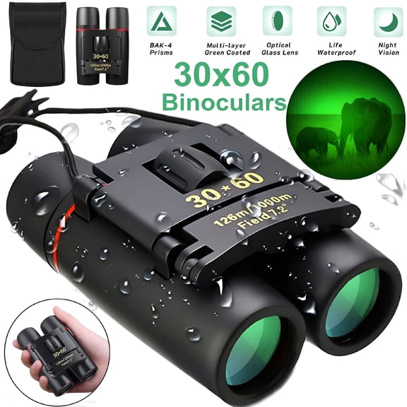 GJX 2026 New Military Army 30X60 Night Vision Binoculars Hunting + Case,For Hunting,Camping,Outdoor,Wildlife Observation,Surveillance,Night Activities