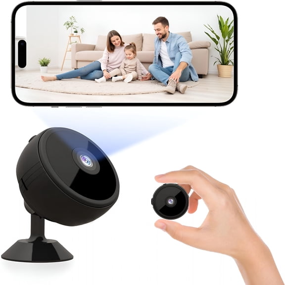 GJX Mini Camera Wireless Cam with Advanced Night Vision&Motion Detection,Remote Control Phone App,Dual Sd/Cloud Storage,Instant Real-Time Alerts,Ideal Indoor Security Camera (Black)