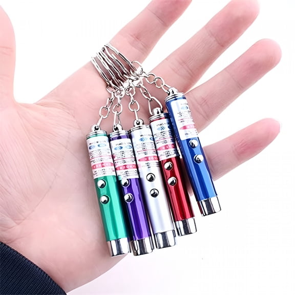 GJX Mini Cat Toys Laser Pointer Pen Keychain Flashlight Funny Dog Stick Pet Lamp White Light Led Infrared Button Electronics Included (6 Color Mix Pack, 6 Color Mix)