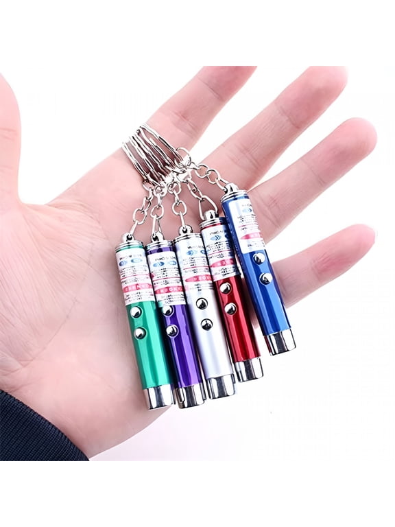 Mini Cat Toys Laser Pointer Pen Keychain Flashlight Funny Dog Stick Pet Lamp White Light Led Infrared Button Electronics Included (6 Color Mix Pack, 6 Color Mix)